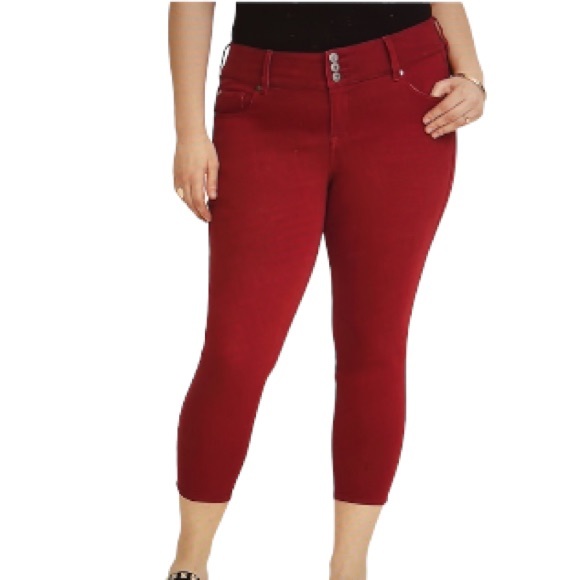 Torrid Red Ankle Cropped Skinny Jean Leggings - Women’s Size 16S - Picture 1 of 8